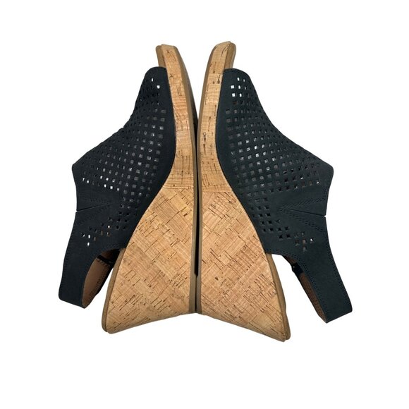 Rockport Briah Perforated Black Wedge Sandal Size 9M Comfortable Cork Heel - Picture 9 of 10